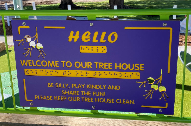 large purple sign wilt Welcome message to play and have fun