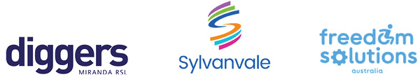 Logos of Miranda RSL, Sylvanvale and Freedom Solutions Australia.