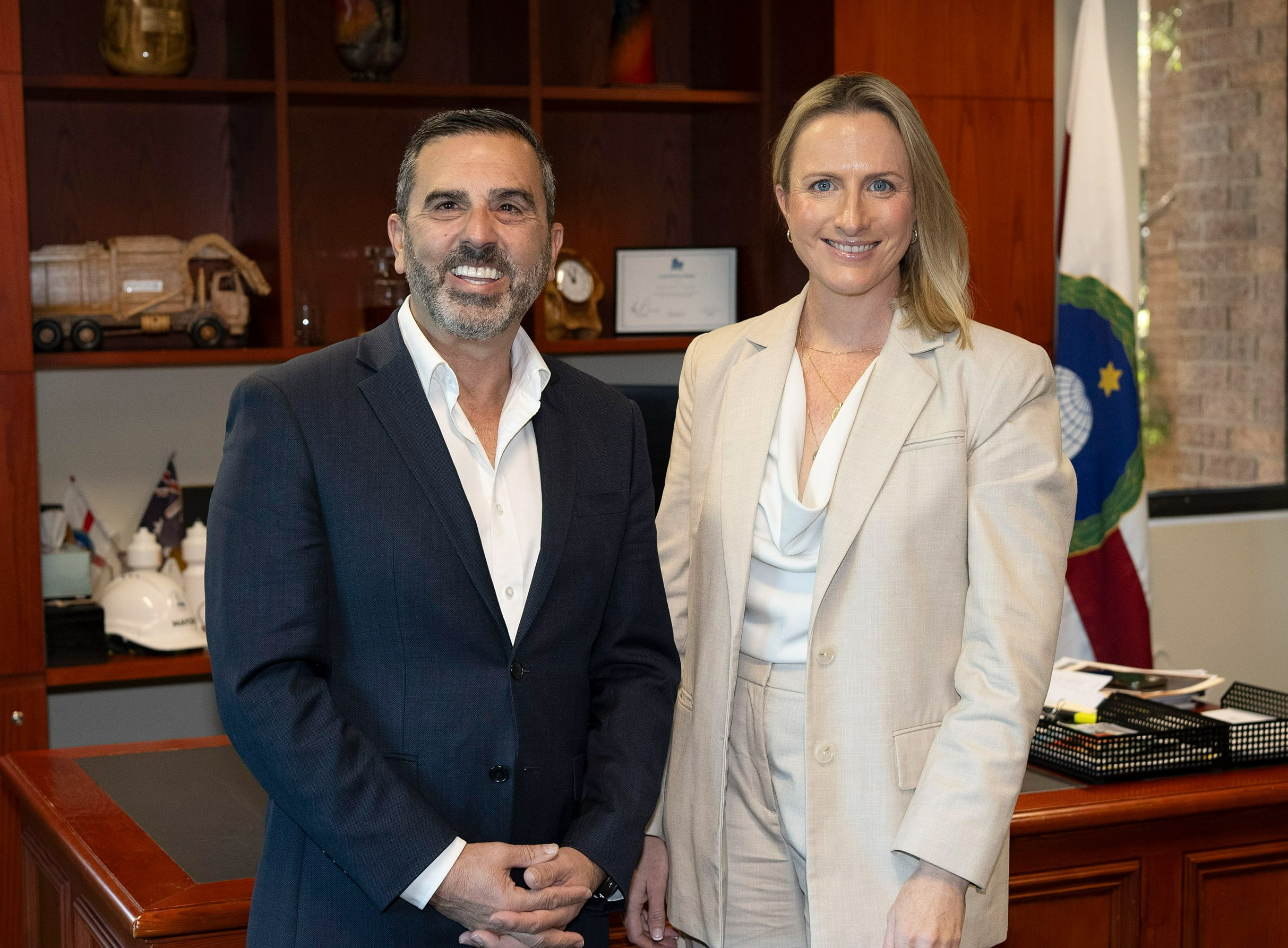 Sutherland Shire Mayor, Councillor Carmelo Pesce with Council’s newly appointed CEO, Clare Phelan