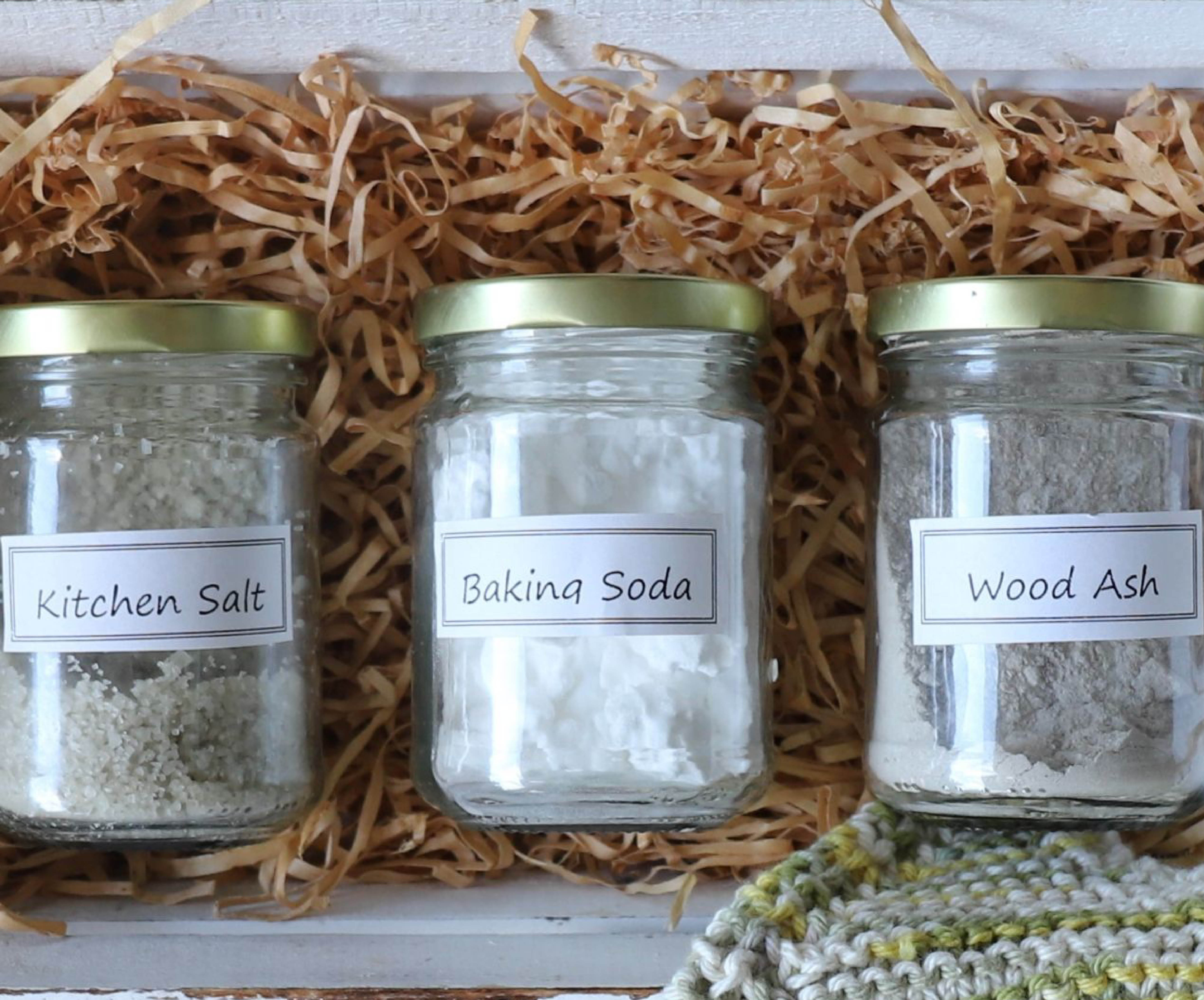 three jars with natural cleaning products