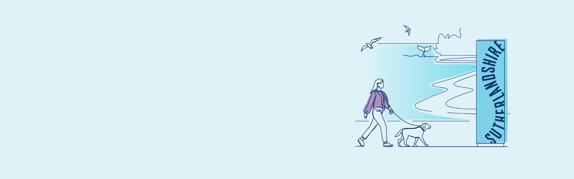 Illustration of woman walking with dog